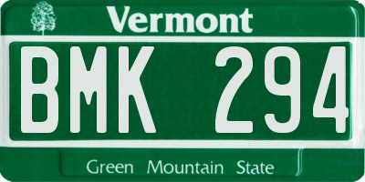 VT license plate BMK294