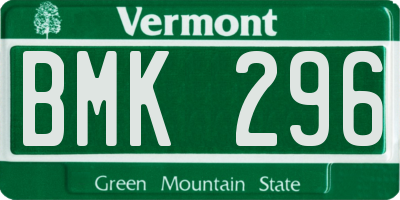 VT license plate BMK296