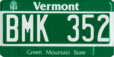 VT license plate BMK352
