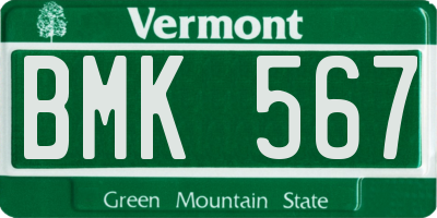VT license plate BMK567
