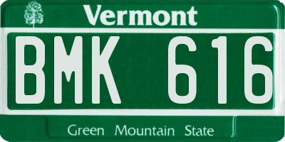 VT license plate BMK616