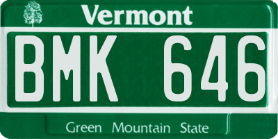 VT license plate BMK646