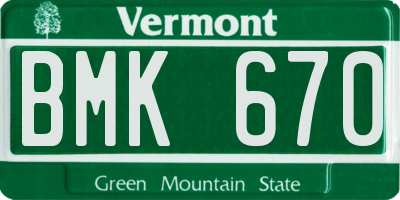 VT license plate BMK670