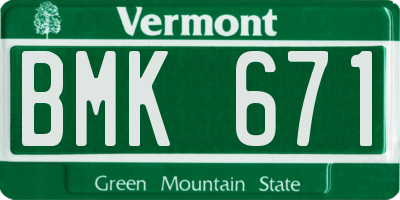 VT license plate BMK671