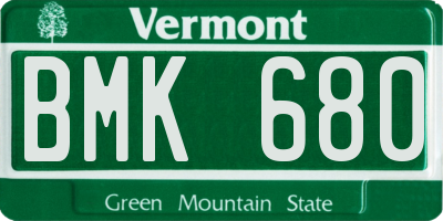VT license plate BMK680
