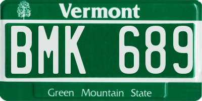 VT license plate BMK689