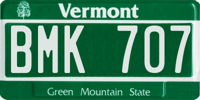 VT license plate BMK707