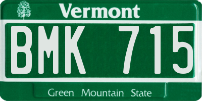 VT license plate BMK715