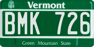 VT license plate BMK726