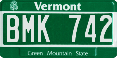 VT license plate BMK742