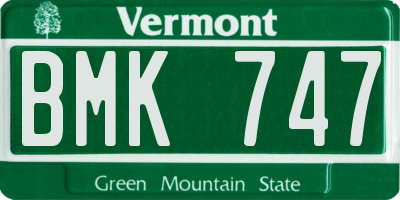 VT license plate BMK747
