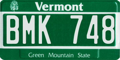 VT license plate BMK748