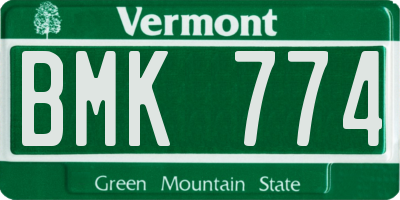VT license plate BMK774