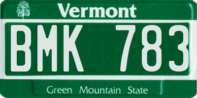 VT license plate BMK783