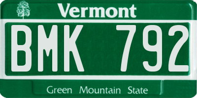 VT license plate BMK792