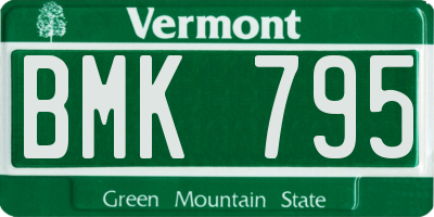 VT license plate BMK795