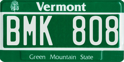 VT license plate BMK808