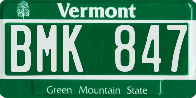 VT license plate BMK847