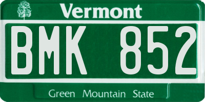 VT license plate BMK852