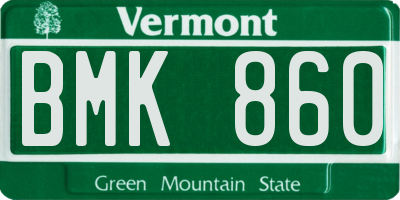 VT license plate BMK860
