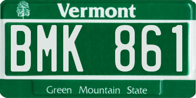 VT license plate BMK861