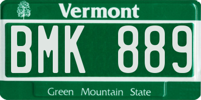 VT license plate BMK889