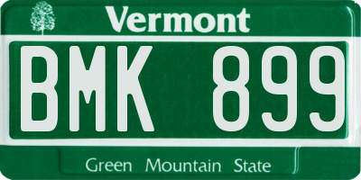 VT license plate BMK899
