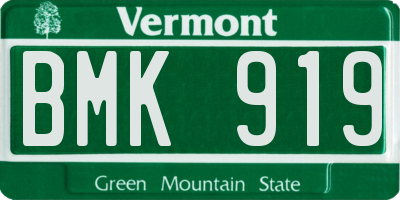VT license plate BMK919