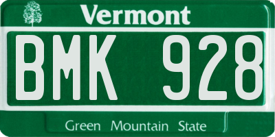 VT license plate BMK928