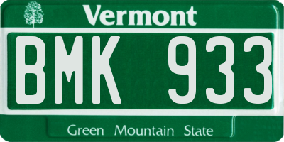 VT license plate BMK933