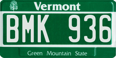 VT license plate BMK936
