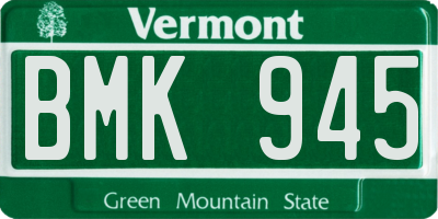 VT license plate BMK945