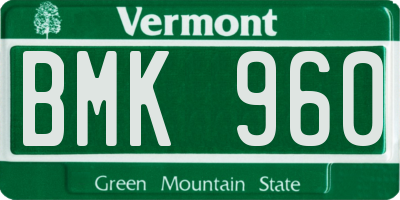 VT license plate BMK960