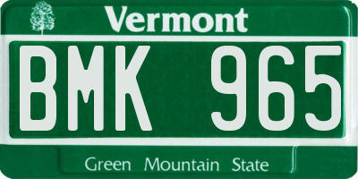 VT license plate BMK965