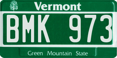 VT license plate BMK973