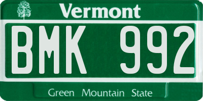 VT license plate BMK992