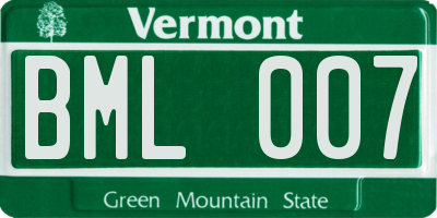 VT license plate BML007