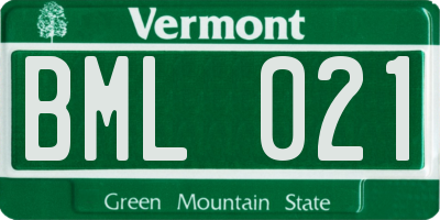 VT license plate BML021