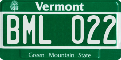 VT license plate BML022