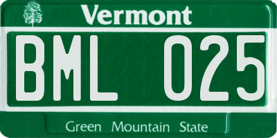 VT license plate BML025