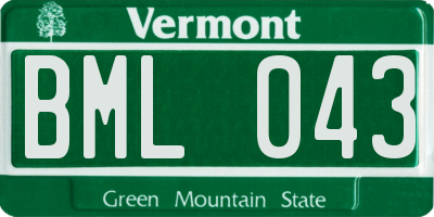 VT license plate BML043