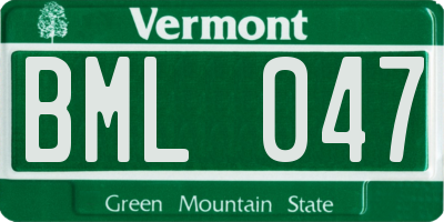 VT license plate BML047
