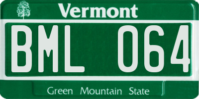 VT license plate BML064