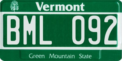 VT license plate BML092