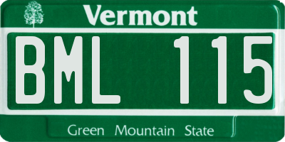 VT license plate BML115