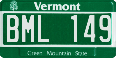 VT license plate BML149