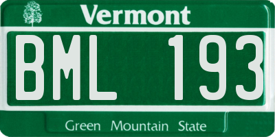 VT license plate BML193