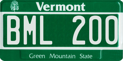 VT license plate BML200