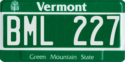 VT license plate BML227
