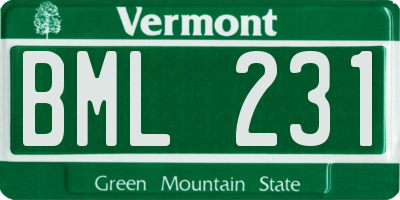 VT license plate BML231